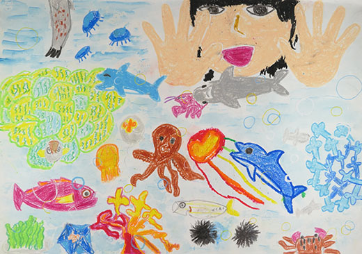 海の中でおにごっこ