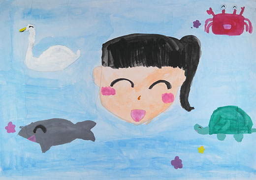 川がわらってる