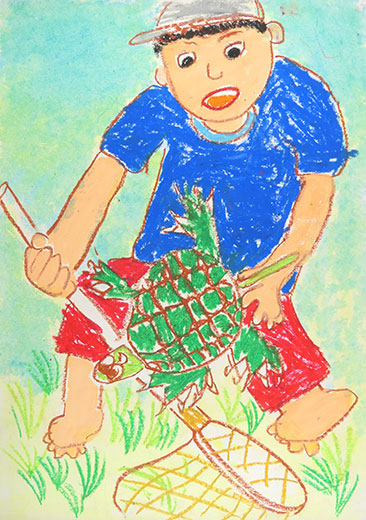 たんぼでかめをみつけたよ！