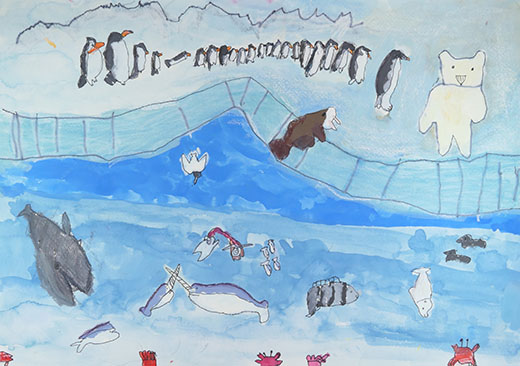 ペンギンのぎょうれつ（こおりのせかい）