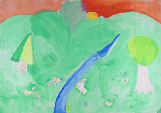 広い広い野原のうさぎやきつね