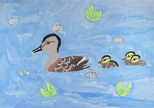 カルガモの親子