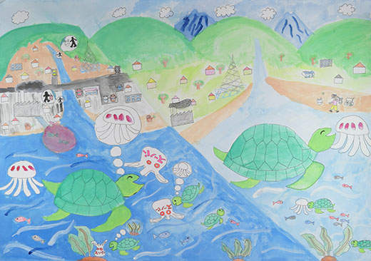 海ガメが苦しんでいる