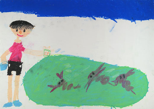 エサをあげてる女の子