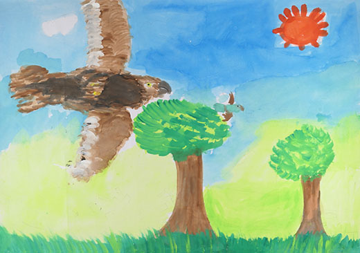 かりをするワシ