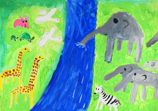 ジャングルのどうぶつたちのみずのみ