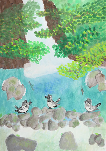 滝のシャワー気持ちいいな