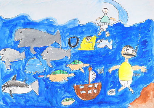 ごみでうみがよごれる