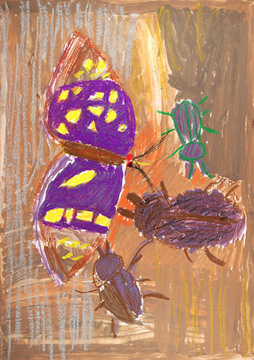 オオムラサキとカブトムシ