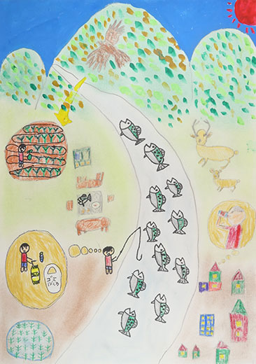 きれいな川と山