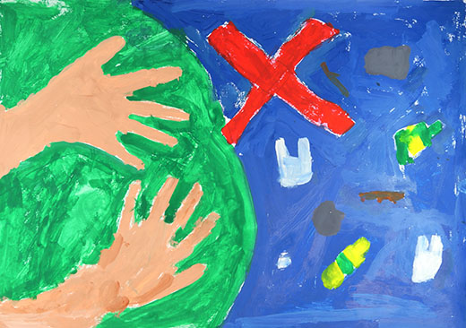 うみにごみをすてないでね