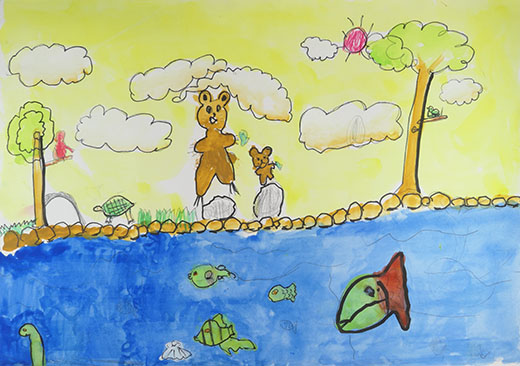 くまさんが魚を食べているところ