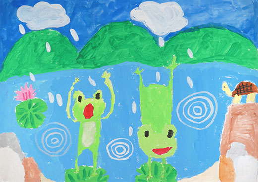 きれいな水が気持ちいいかえる