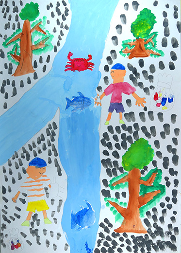 ゴミを集めている人