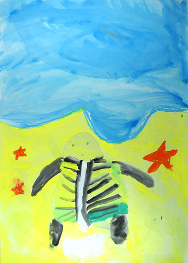 カメがたまごをうんでるさいちゅう