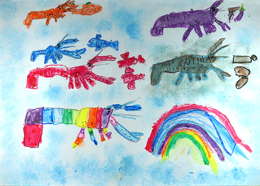 ザリガニはたべものによっていろがかわる