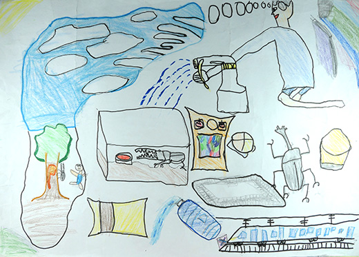 しぜんの中でみつけたクワガタ