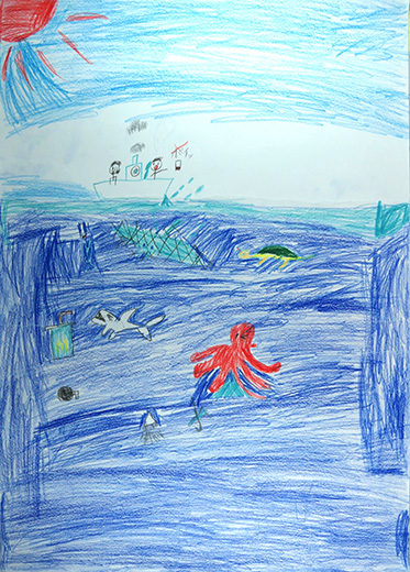 海にゴミをすてないで