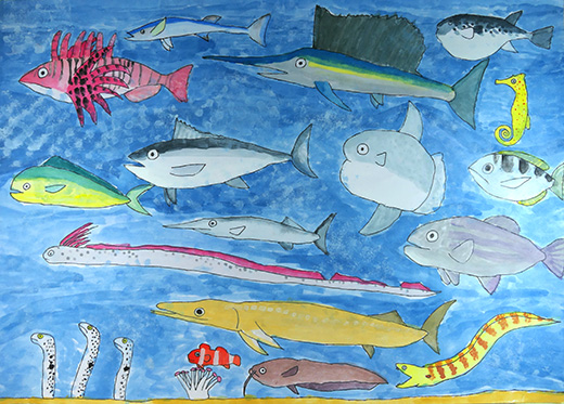 元気に泳げ、魚たちの行進！！