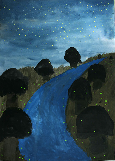 夜空にかがやくほしとホタル