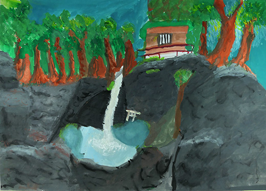 ぼくのすんでいる町にあるはくりょくあるたき