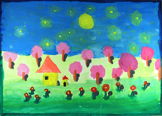 花がさいている夜