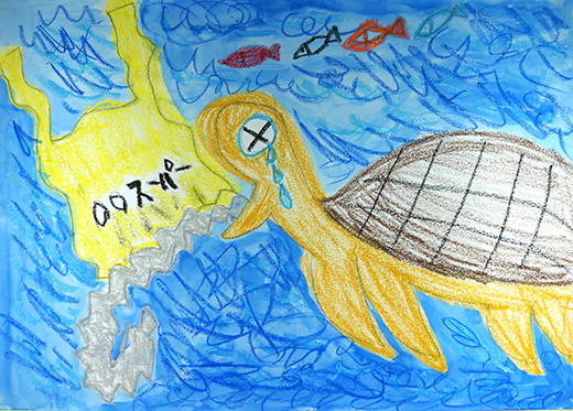 レジぶくろを食べるカメ