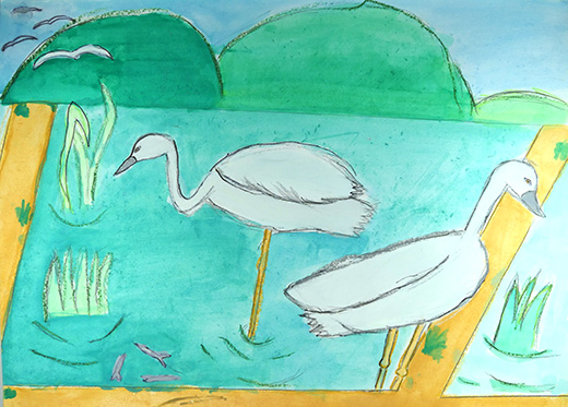 きれいなけしき、きれいなシラサギ