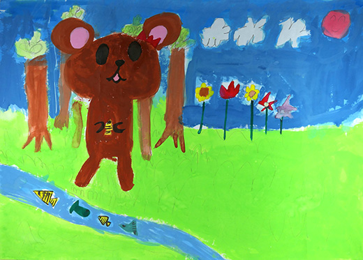 くまちゃんがおさかなをとったよ