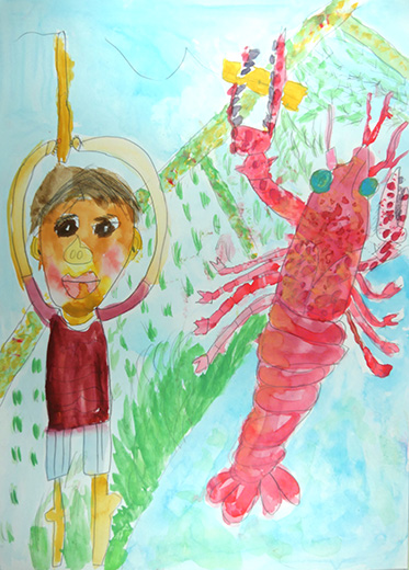 ザリガニがつれる川