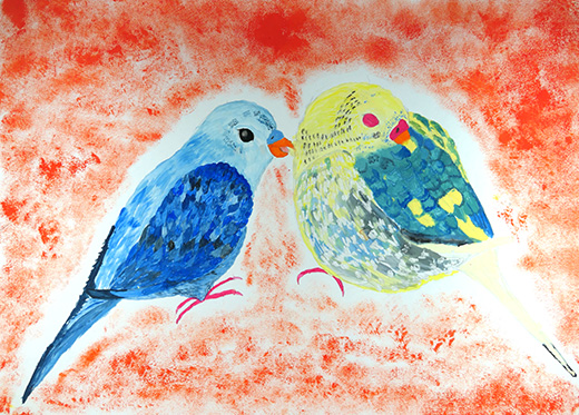 けずくろいしてるインコ