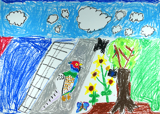 ちかくの川にキジがきた