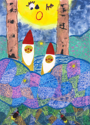 月あかりのあじさい山