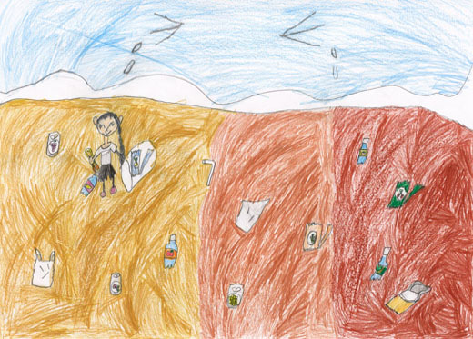 ゴミがいっぱいの砂浜