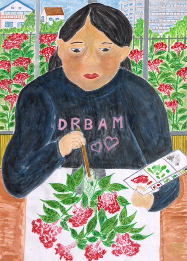 絵に描いてみたかった真っ赤なけいとう