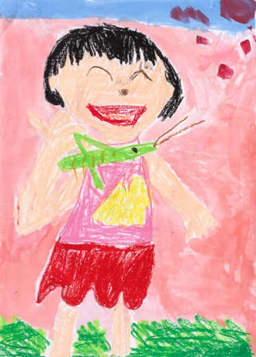 はじめてバッタをつかまえたよ