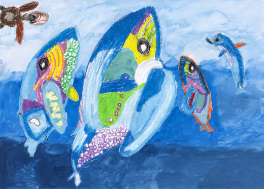 きれいな海に住むクジラの親子