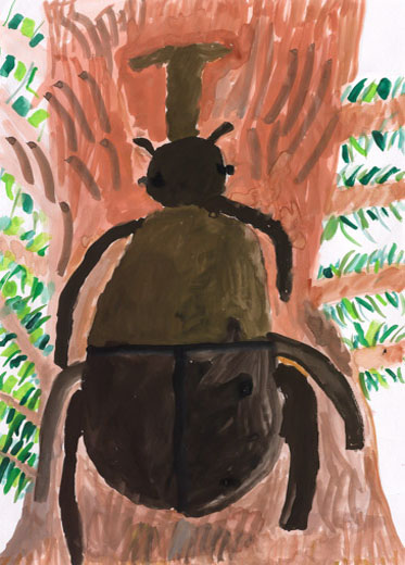 カブトムシを見つけたよ！