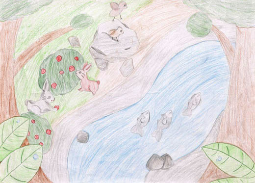 森で生き生きとしている生き物達