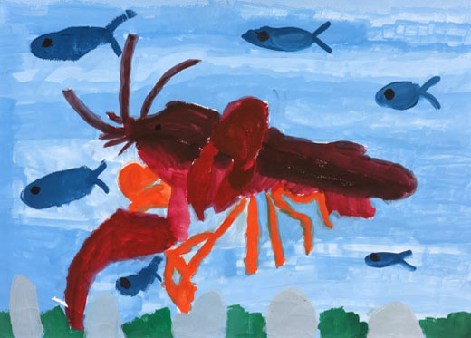 きれいなかわの中ですごすザリガニ