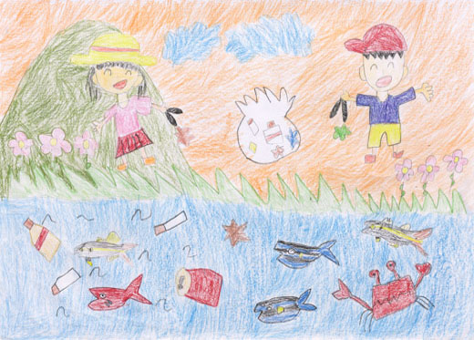 みんなでかわをきれいにしたよ