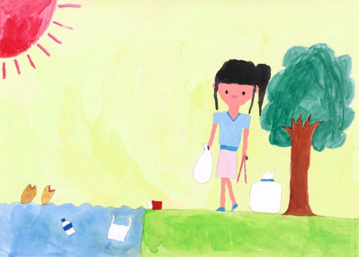 川辺のごみひろい