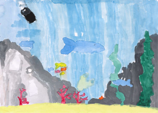 海の中に捨てられたゴミ