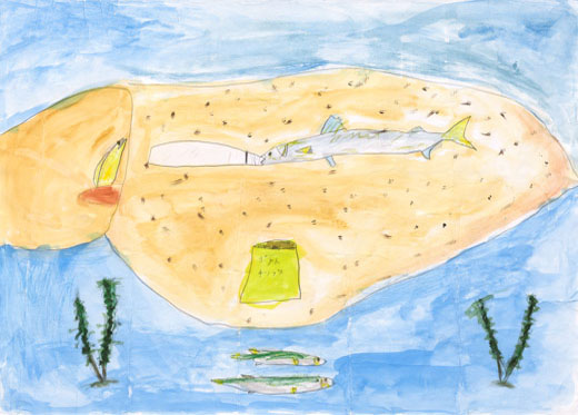 海のゴミに引っかかる魚