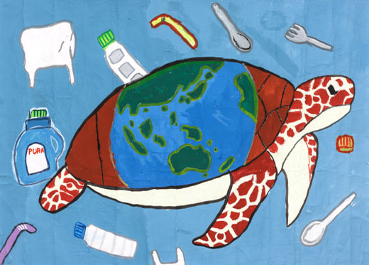 きたない海とうみがめ