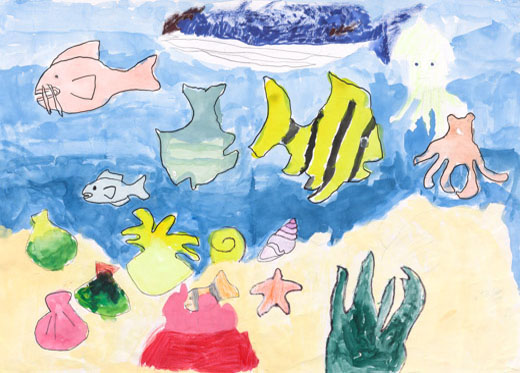 カラフルな魚の海