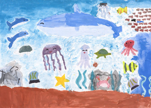 うみでげんきにおよぐさかなたち
