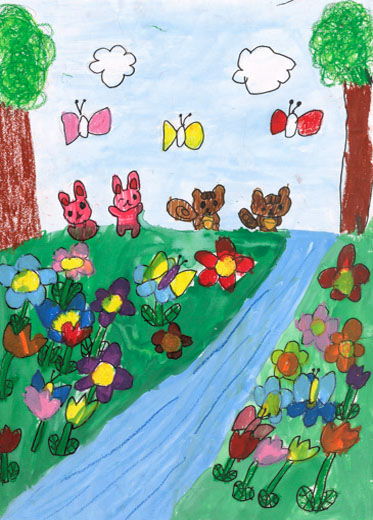 おはなとチョウチョと動物たち