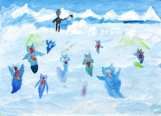 流水を気持ちよさそうに泳ぐクリオネ