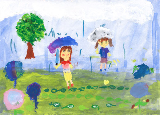 にんげんがあめのおとをたのしんでいる